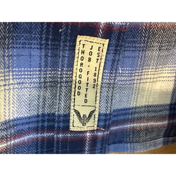 NWT Thorogood Wellington Western Shirt Men’s Large Snap Pockets Blue Plaid - Picture 4 of 11